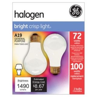 GE 72 Watt 2 Pack Frosted Halogen Light Bulbs   #W7535