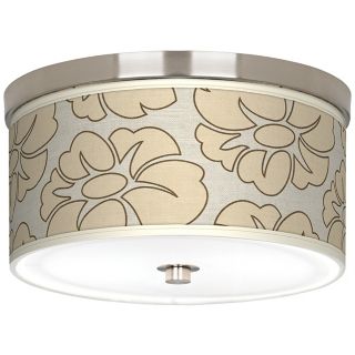 Floral Silhouette 10 1/4" Wide CFL Nickel Ceiling Light   #J9214 T5808
