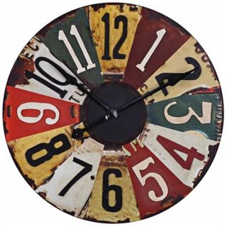 Uttermost Vintage License Plates 29" Wide Wall Clock   #X4328