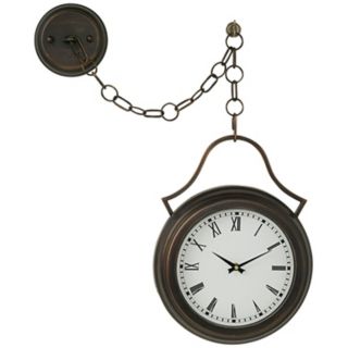 Courtyard Bronze 16 1/2" High Hanging Pendant Clock   #M0080