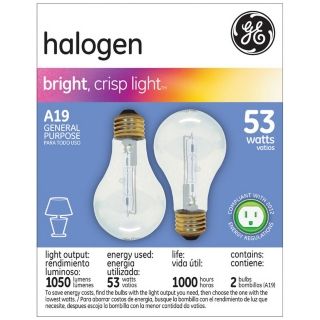 GE 53 Watt 2 Pack General Purpose Halogen Light Bulbs   #R6367