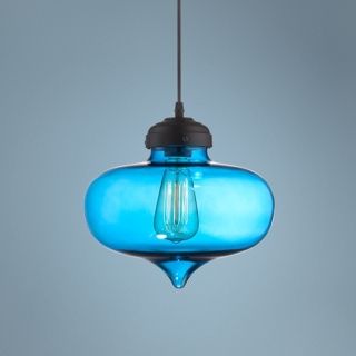 Possini Euro Darby 10 1/2" Wide Blue Glass Pendant Light   #Y4939