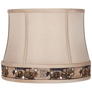 Dark Tan with Gallery Trim Drum Lamp Shade 12x14x11 (Spider)   #V3729