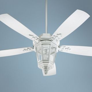 52" Quorum Dimone White Patio Ceiling Fan with Light Kit   #R3731