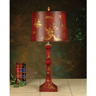 John Richard Red and Gold Oriental Table Lamp   #93521