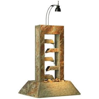Water Aqueduct Natural Slate Lighted Table Fountain   #N5181