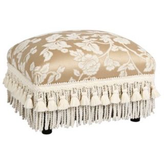 Heirloom Cream Floral and Tassels Ottoman   #U0696