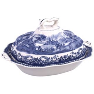 Blue and White Porcelain Tureen with Cover   #R3224