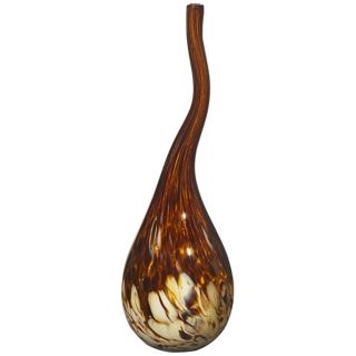 Hand Made 17" High Amber Buttercream Glass Vase   #T3912