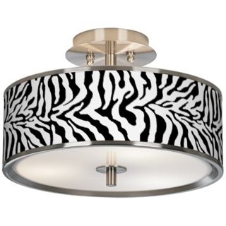 Safari Zebra Giclee Glow 14" Wide Ceiling Light   #T6396 U5737