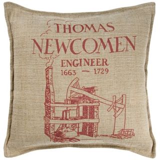 Thomas Newcomen 18" Square Beige Throw Pillow   #V8550