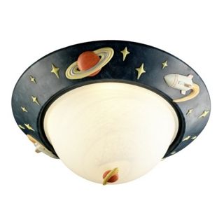 Glow in the Dark Rocket Ship 14" Wide Ceiling Light   #99879