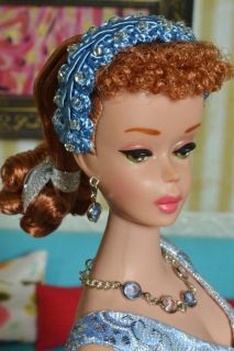 OOAK Iced Blue Vintage 1960 4 Ponytail Barbie Repaint by