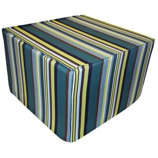 Aloe Stripes Outdoor Square Teal Ottoman   #Y5387