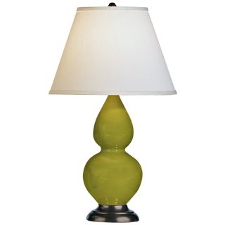 Robert Abbey 22 3/4" Apple Green Ceramic and Bronze Lamp   #G6581