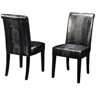 Horizon Set of 2 Black Croc Dining Chairs   #X8246