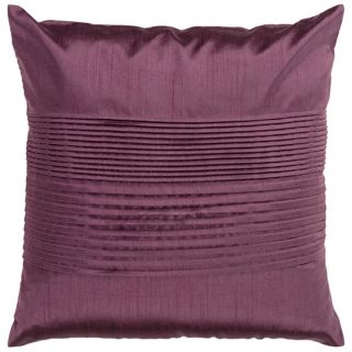 Surya Center Pleated 18" Plum Purple Throw Pillow   #V2942