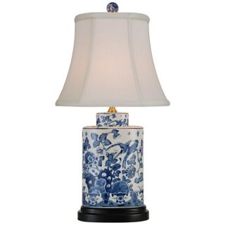 Blue and White Oval Porcelain Table Lamp   #N1982