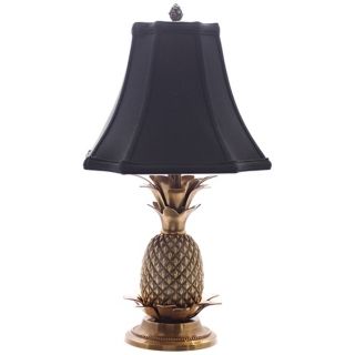 Antique Brass Black Shade Pineapple Table Lamp   #J8907