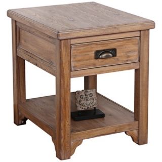Blanched Oak Wood Storage End Table   #X8392