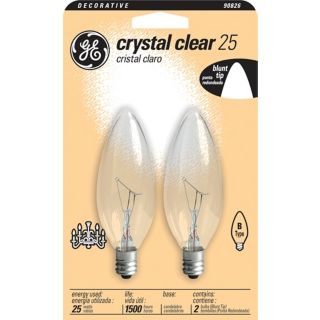 GE 25 Watt Blunt Tip 2 Pack Candelabra Light Bulbs   #90826