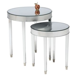 Set of 2 Mirror Top Cinema Round End Tables   #P5945