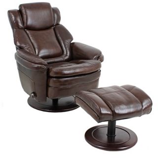 Eclipse Promenade Chocolate Leather Recliner and Ottoman   #X3968