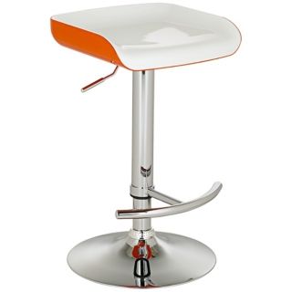 Shift Contemporary Adjustable Orange and White Bar Stool   #R4581