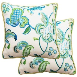 Set of 2 Maxine 25" Square Welt Cording Outdoor Pillows   #T5942