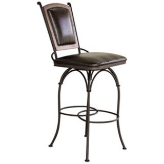 Burgundy Leather Swivel Bar Stool   #X1898