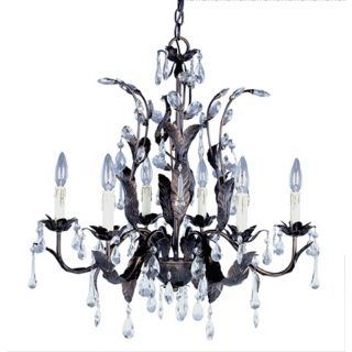 Grove Collection Six Light Crystal Leaf Chandelier   #72809