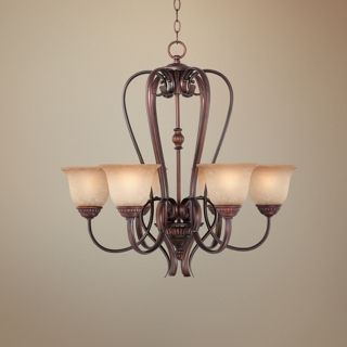 Bronze with Scavo Glass 27" Wide Chandelier   #P1473