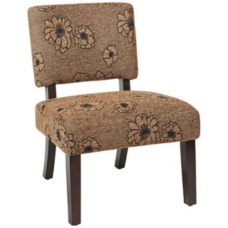 Jasmine Finesse Flower Mocha Cushioned Accent Chair   #Y4413