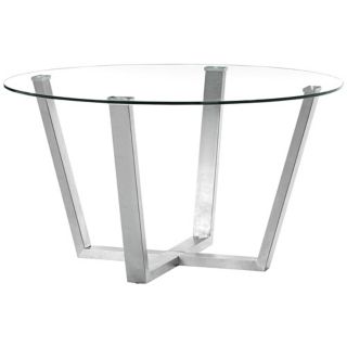 Zuo Brush Clear Glass Modern Dining Table   #V9263
