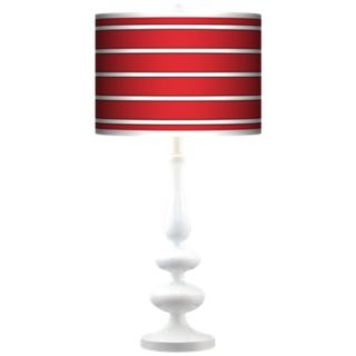 Bold Red Stripe Giclee Paley White Table Lamp   #N5729 P9002