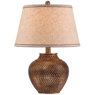 Hammered Pot  Bronze Table Lamp   #V9489