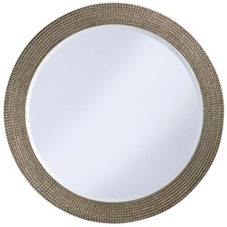 Silver and Gold Beaded 42 Wide Round Wall Mirror   #H5470  