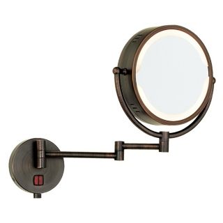 Oil Rubbed Bronze Swing Arm Plug In Lighted Vanity Mirror   #90372
