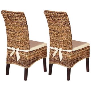 Set of 2 Grass Roots Banana Leaf Dining Chairs with Cushions   #X8153