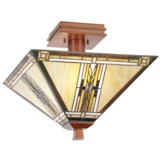 Walnut Mission Tiffany Style Night Light Floor Lamp   #28662
