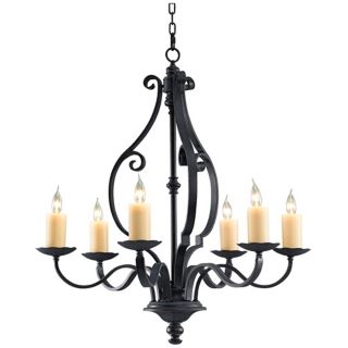 King's Table 34" Wide 6 Light Large Candle Chandelier   #17400