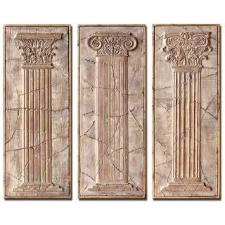 Set of 3 Exhibition Framed Ancient Pillars Wall Art Pieces   #M0486