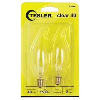 Tesler 40 Watt 2 Pack Blunt Tip Candelabra Light Bulbs   #95386