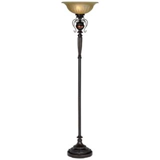 Brentwood Edwardian Glass Font Torchiere Floor Lamp   #X7402