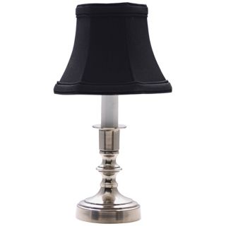 Pewter Black Shade Candle Light Accent Lamp   #J9040