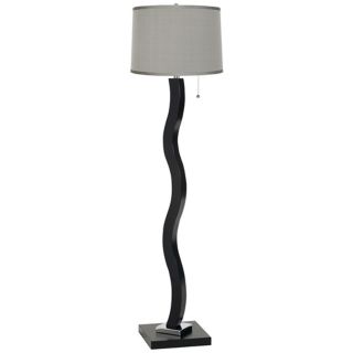 Platinum Grey Dupioni Wave Stick Floor Lamp   #T4660 97486