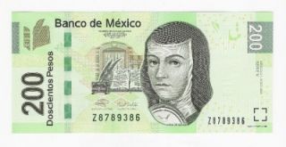 Mexico 200 Pesos Banknote 2009 UNC Juana de Asbaje Series V