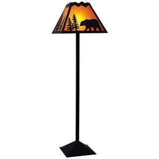 Mountain with Bear Mica Shade Floor Lamp   #H3821