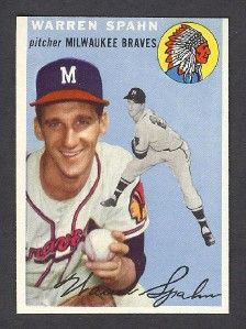1954 Topps 20 Warren Spahn HOF Milwaukee Braves EXMT