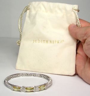 Judith Ripka Canary Yellow Crystal Sterling Silver Bangle Bracelet